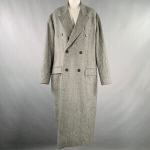 ROKH Size S Grey Wool Tweed Oversized Coat